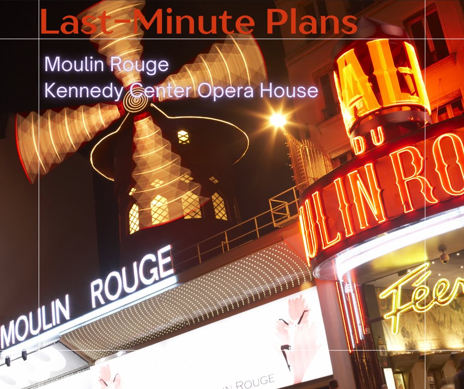 Last-Minute Plans

Need a break from sitting on the couch and watching the news? Well, get dressed and see a musical. Moulin Rouge has been at the Kennedy Center Opera House all month. There are two shows today and shows on the 27th, 29th, 30th, and 31st. Please leave a...