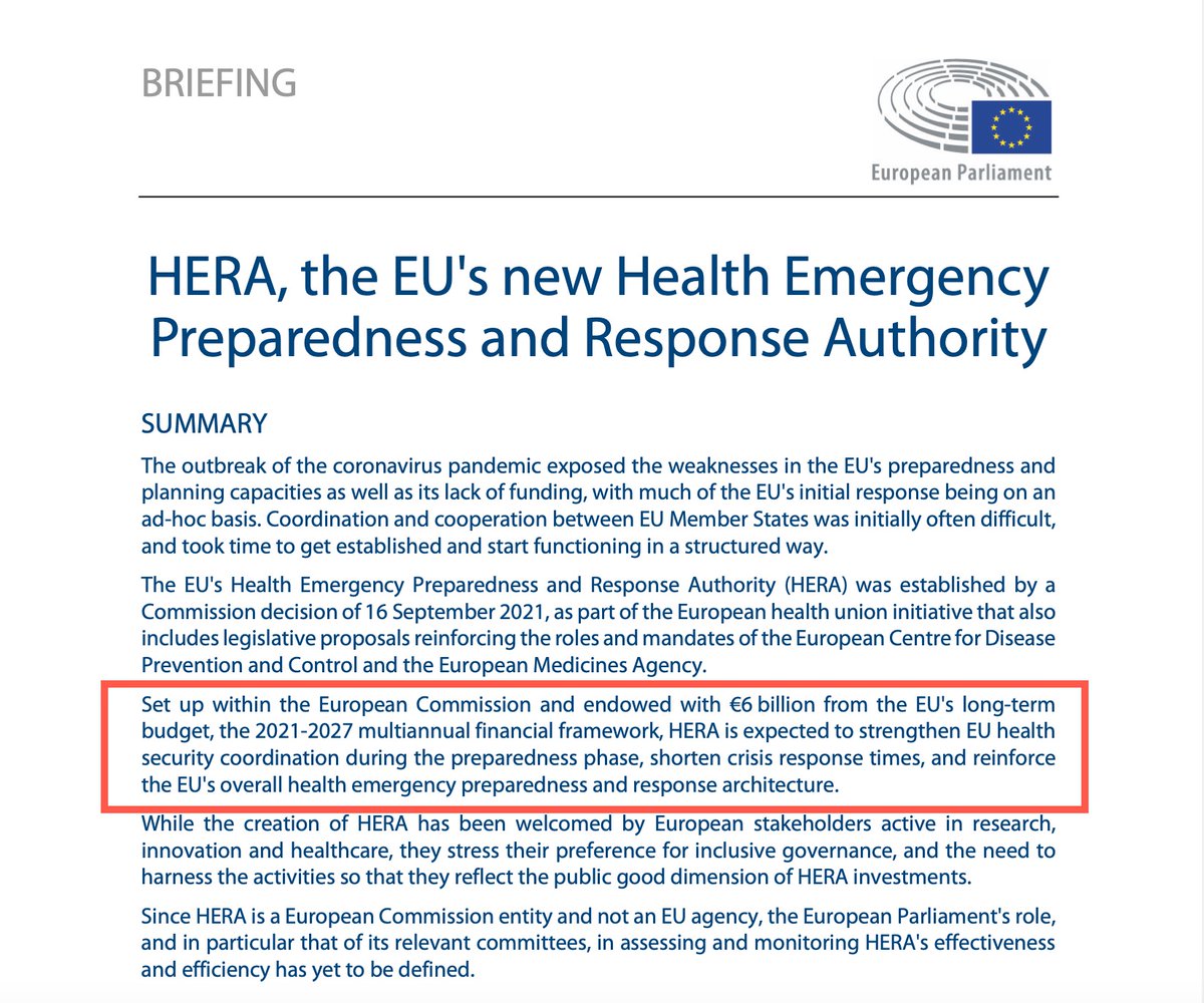 This EU madness has to stop immediately. ‼️

HERA 🇪🇺

Set up within the European Commission and endowed with 

                                     ‼️   €6 Billion   ‼️

from the EU's long-term budget, the 2021 - 2027 multiannual financial framework, HERA is expected to…