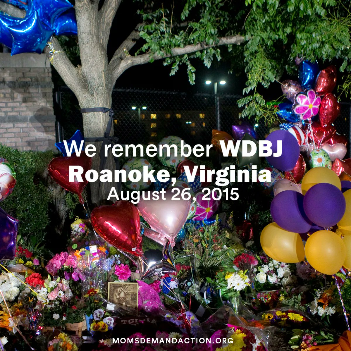 MomsDemand's tweet photo. Eight years ago today, WDBJ news reporter Alison Parker &amp; photojournalist Adam Ward were shot and killed while conducting a live interview in Virginia. A woman was wounded in the shooting.

We hold them in our hearts—today and every day—as we continue our work to #EndGunViolence. https://t.co/83xmTVSsCJ