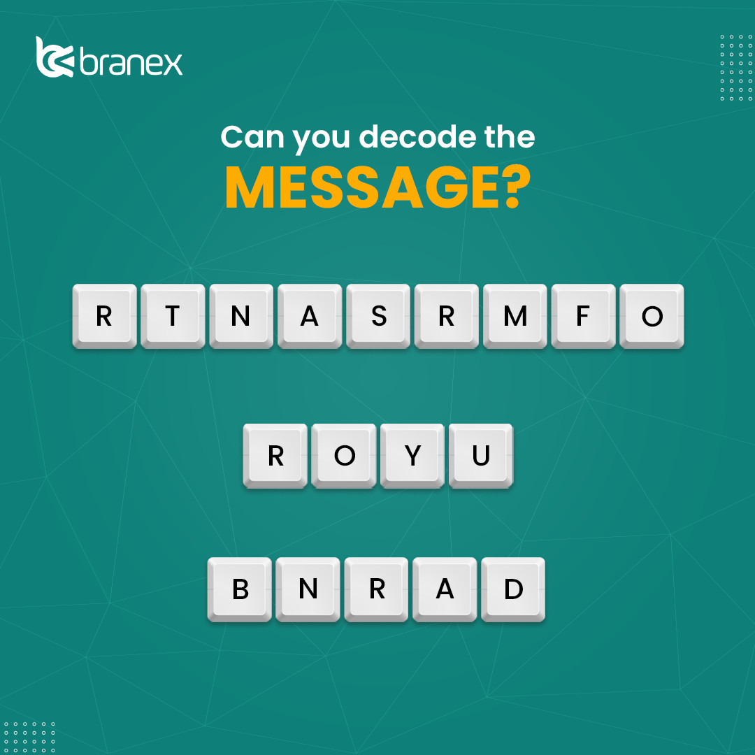 Branexuk's tweet image. This isn&apos;t just a jumble – it&apos;s a sneak peek into the incredible opportunities ahead.

Ready to reveal the hidden gem? Drop your decoded answer in the comments!

#Branex #DecodeTheMessage #CommentBelow #DecodeTheOpportunities #JumbleFun