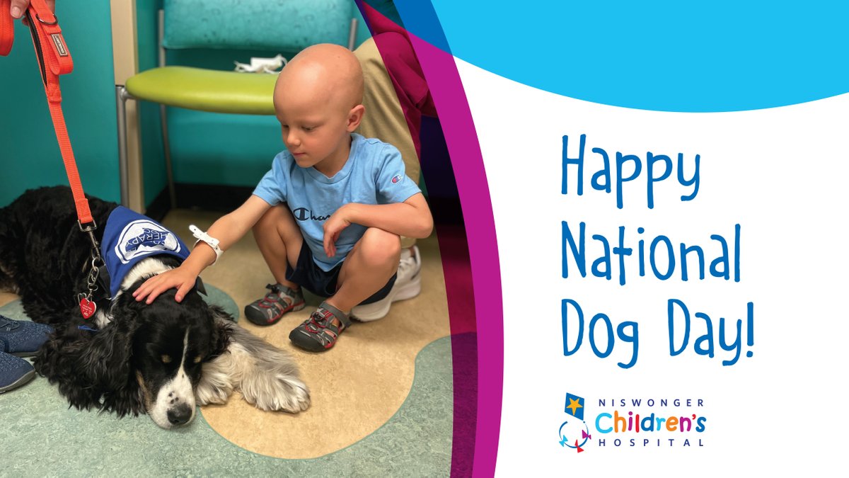 Happy #NationalDogDay! 🐾 Therapy dogs are frequent visitors at Niswonger Children's Hospital. Today, we paws and celebrate our furry heroes who bring our patients and team members boundless joy and comfort. #WhereHopeRises