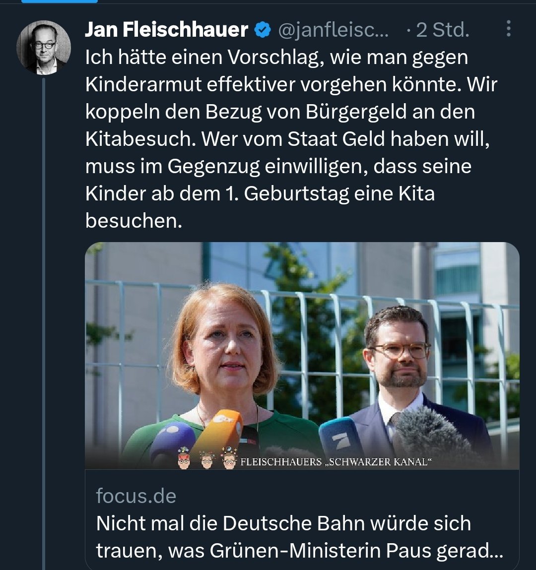 Die rechten Freiheitsapologeten sind stets die Ersten, die Zwang und Grundrechtseingriffe verlangen, wenn es die trifft, die aus ihrer Sicht unter ihnen stehen, all jene, die reine Verfügungsmasse ihrer Willkür sind. #Fleischhauer #Kinderarmut