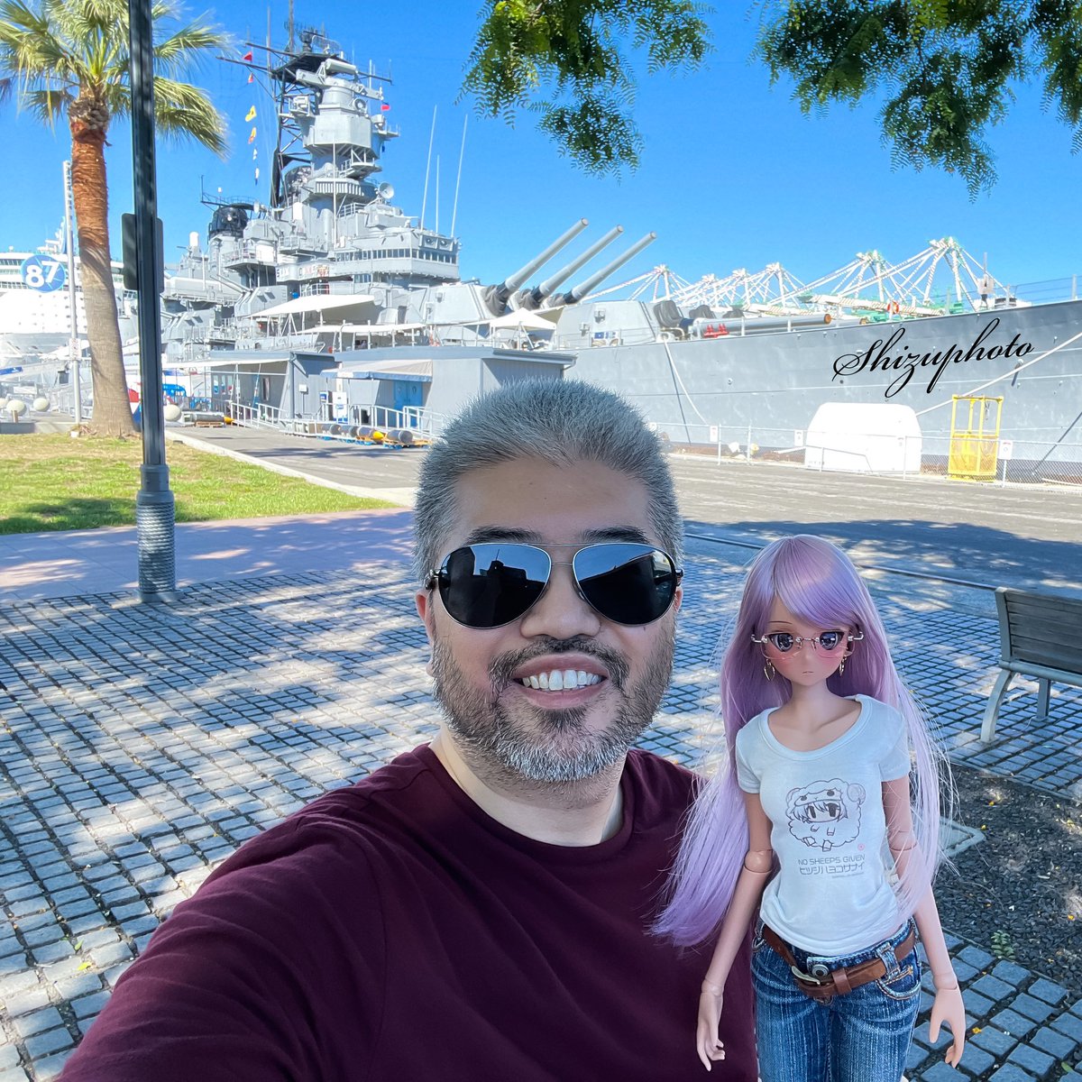 Chitose and I went to see the Battleship Iowa BB-61 in San Pedro CA. This ship is massive and breathtaking to see in person. Chitose and I needed something to lift our spirits and this punched that ticket #smartdoll #dollphotography #dollfashion #chitoseshirasawa #battleshipiowa