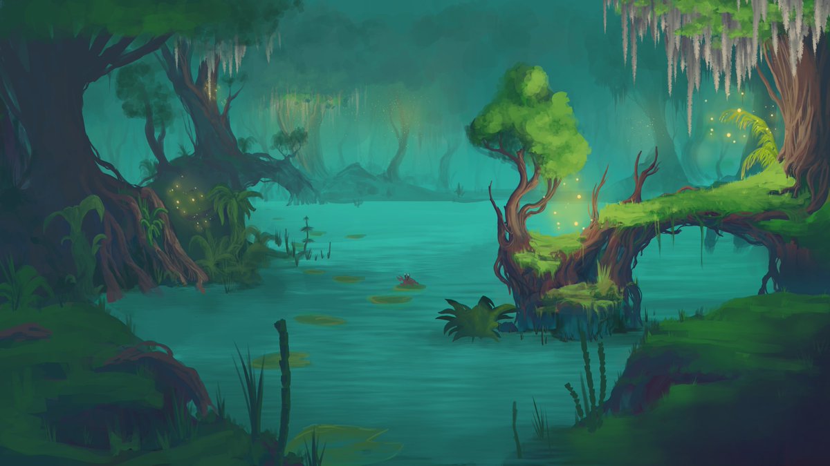 bollz07's tweet photo. NEW @SinbadGame CONCEPT ART!
Cool and Cozy looking Swamp #art 
#gamedev #conceptart https://t.co/ky2r1P68kq