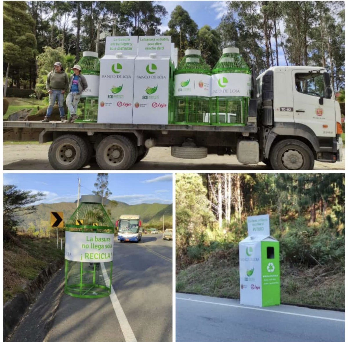 Banco de Loja, en un gesto socialmente responsable y en este día de peregrinación, ha colocado 12 grandes contenedores de botellas y basura orgánica e inorgánica, incentivando el ciudado del medio ambiente, más un punto de auxilio e hidratación en el redondel de El Plateado.