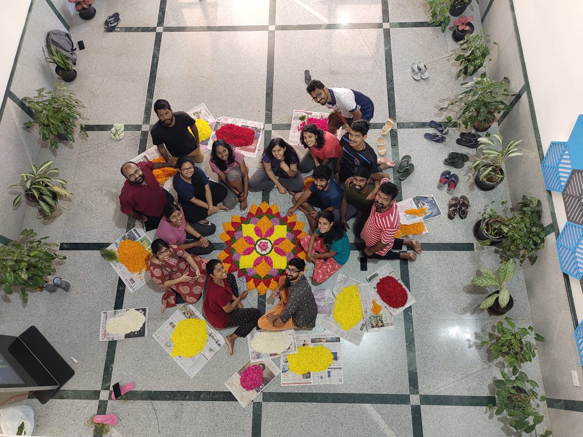 Phy_IISERTVM's tweet photo. Symmetry and color are fundamental to ideas of Physics and so they are for the athapookalam. 
The school of Physics of IISERTVM celebrates #Onam with its students making this festival colorfull together..  Happy Onam! 
@tvmiiser https://t.co/UwztkfX5fq