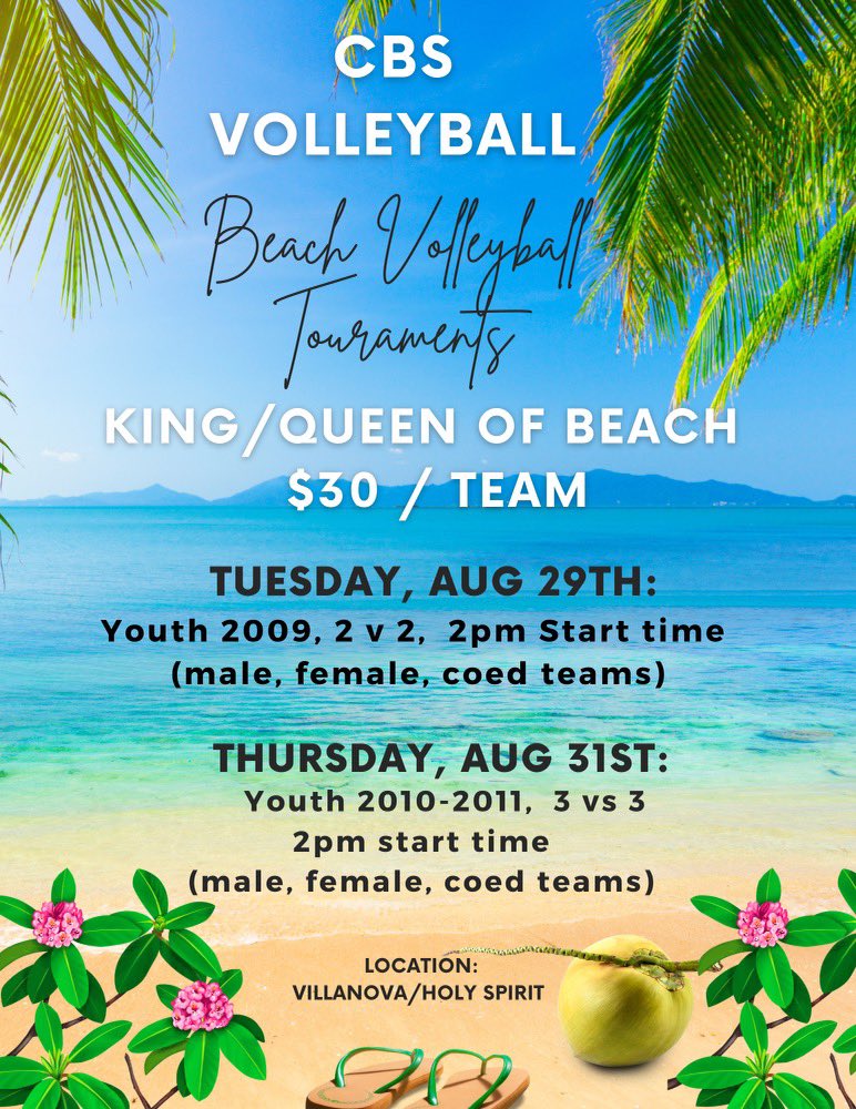 Register now for our Youth Beach Tournaments:

docs.google.com/forms/d/e/1FAI…