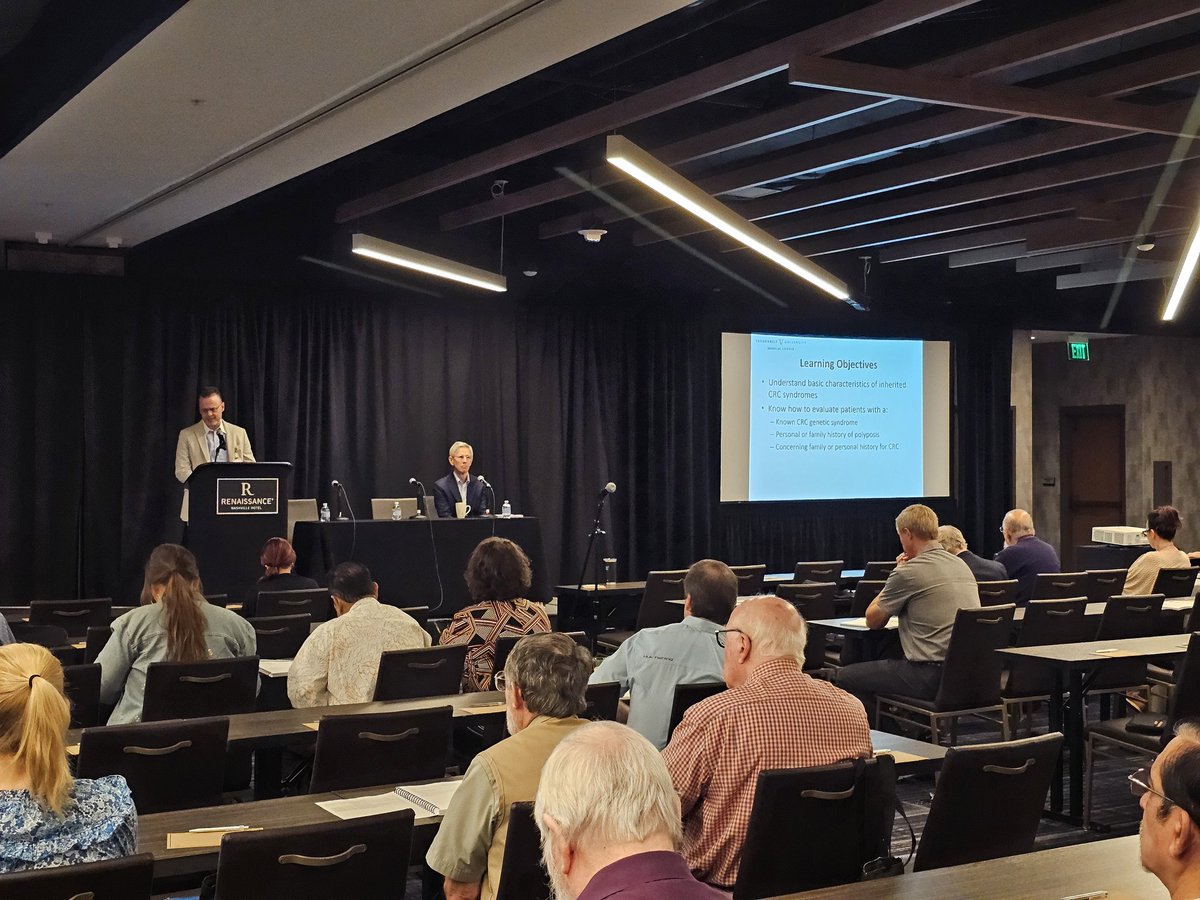 Starting day 2 with prevention of cancer with updated in Inherited Colon Cancer by our Hereditary GI Cancer Director @reid_ness with the session moderated by #NeilPrice. @VUMC_Medicine