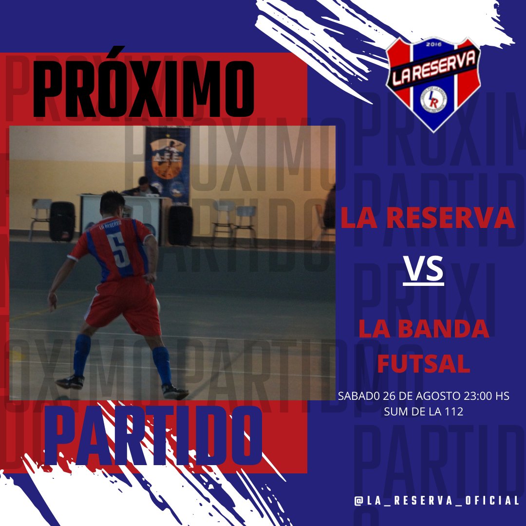 Hoy volvemos...
Que lindo es volver a verte Reserva😁💙❤️💙

PRÓXIMO PARTIDO 🔵🔴🔵 

🏆 Torneo Clausura 2023 Asociación Fútsal Esquel 

⚽ La Reserva vs La Banda Futsal
📆 26/08/2023
⏰ 23hs
📌 Sum de la Esc 112

Los esperamos a todos para alentar a los chicos💪🏻 💙❤️💙🔵🔴🔵