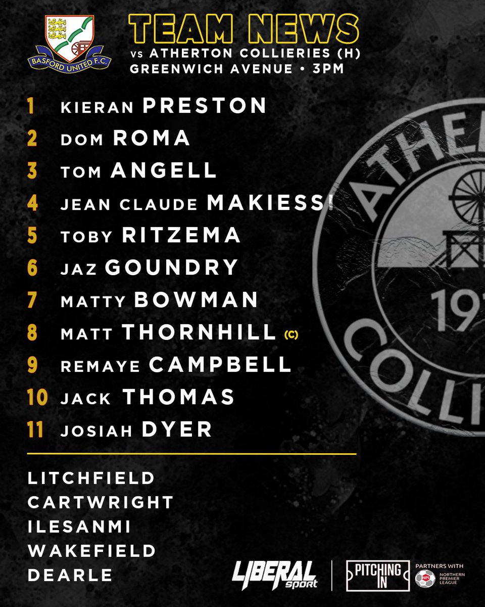 Basfordutdfc's tweet photo. 3⃣ changes from Tuesday night as Campbell, Thomas and Ritzema all come in.

Charlie Wakefield is fit enough to start on the bench.

👊 Your eleven to face @ACFC1916 at the Avenue! https://t.co/4ceolrs2xS