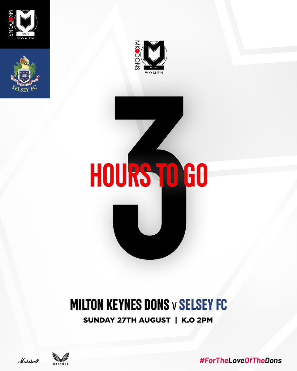 MKDonsFCWomen's tweet photo. Only 3β£ hours till kick-off!
Tickets will be available to purchase on-the-door for as little as Β£3 for Adults and Β£1 for Under 17s!
#FAWNLCup | #COYD | #MatchdayTwo https://t.co/BbxWgrlVGu