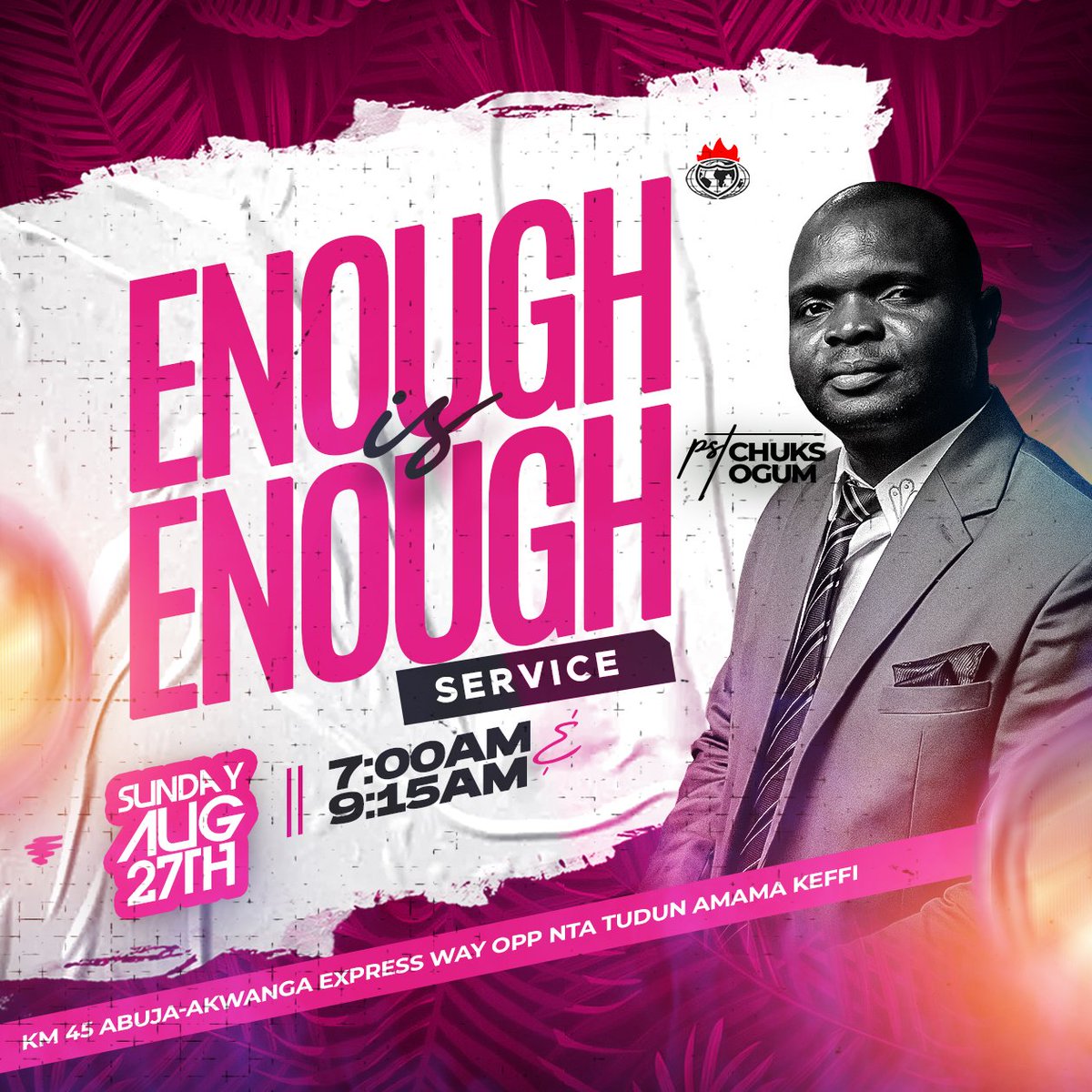winnerslfckeffi's tweet photo. Join us this Sunday for our 'Enough is Enough' Service. Anticipate a remarkable turnaround in your story, as God takes the reins. Our service times remain the same. We can't wait to have you with us!

#EnoughIsEnough 
#ConvenantHighways https://t.co/GZ58gySfFT