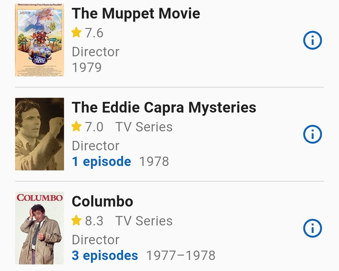 Following up three episodes of Columbo by directing The Muppet Movie kinda makes sense cause Peter Falk is probably the closest we got to having a human Muppet