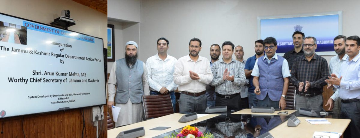 dar_Zubair_07's tweet photo. Another step towards a #Corruption_Free' J&K!
CS Dr. Arun Kumar Mehta launches the J&K Regular Departmental Action portal, ensuring timely processing & monitoring of employee disciplinary proceedings. A #milestone in our journey towards transparent & #accountable governance. https://t.co/N87o47AKIV
