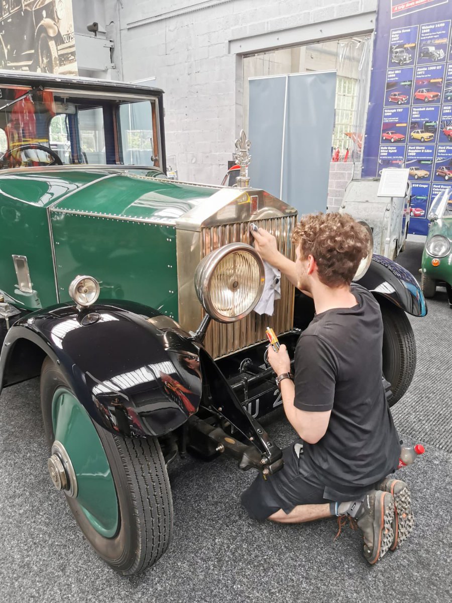 car_british's tweet photo. Here’s William Walker, an enthusiastic #Scout, who very kindly offered to clean & polish ‘#JamRoll’ in preparation for a wedding this weekend!👰♀️🤵
‘Jam Roll’ is the #RollsRoyce that once belonged to Scouts founder Lord Baden-Powell & now forms part of our collection #classiccar https://t.co/67Q6rwGVVl