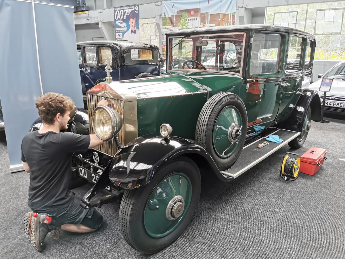 car_british's tweet photo. Here’s William Walker, an enthusiastic #Scout, who very kindly offered to clean & polish ‘#JamRoll’ in preparation for a wedding this weekend!👰♀️🤵
‘Jam Roll’ is the #RollsRoyce that once belonged to Scouts founder Lord Baden-Powell & now forms part of our collection #classiccar https://t.co/67Q6rwGVVl
