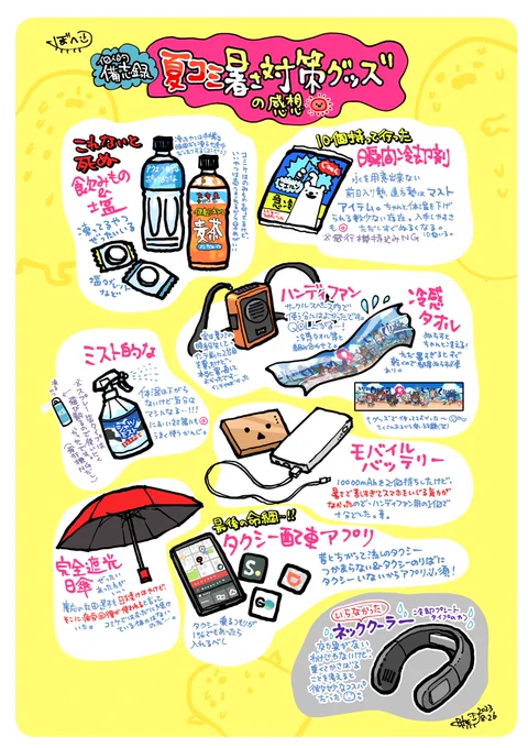 めちゃめちゃ今更だけど、夏コミで使った暑さ対策グッズの感想をまとめてみた🌞 来年の自分へ伝えたい。  飛行機で前日入りした地方民による、あくまで個人の感想ということで〜!