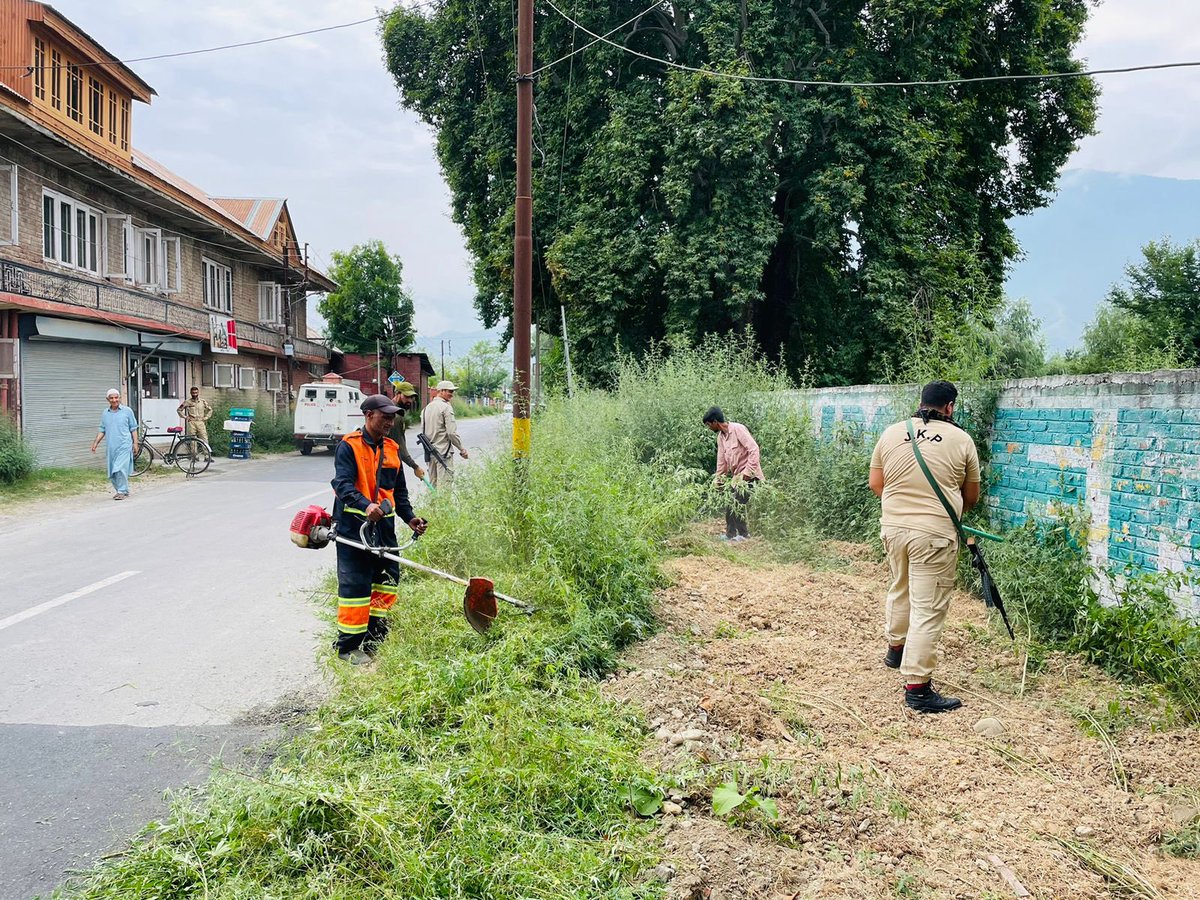 SrinagarPolice's tweet photo. Cannabis destruction drive is being carried out by srinagar police with citizens in different areas of distt. Public is requested to destroy such plants in their private lands as well. Further, the public departments are also requested to carry such drives on lands owned by them. https://t.co/bE0ymh829L