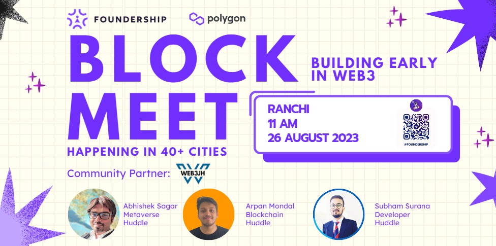 rani3966's tweet photo. Today I have attended an amazing event i.e. #BlockmeetRanchi Organised by @FoundershipHQ @Web3Jh.It was about Blockchain,metaverse and web3.0. I got to know many things about next gen of internet.A Special thanks to @TheSuranaverse for this wonderful session on Web3.
#web3jh https://t.co/OLRyhqEaCS