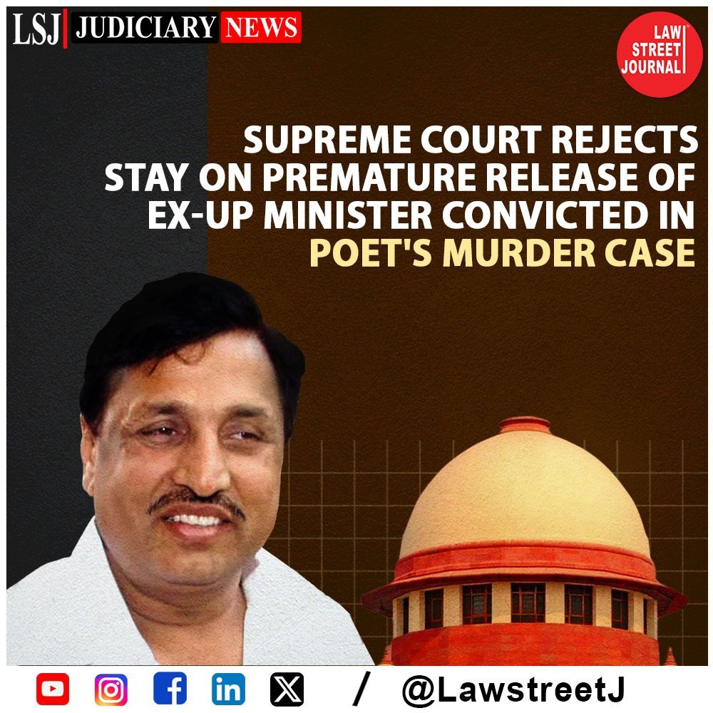 Supreme Court Rejects Stay on Premature Release of Ex-UP Minister Convicted in Poet's Murder Case

Read full article rb.gy/kf7jc

#SupremeCourtRuling #AmarmaniTripathiCase #PrematureRelease #LifeImprisonment #MadhumitaShuklaMurder #LegalVerdict #India #LawstreetJ