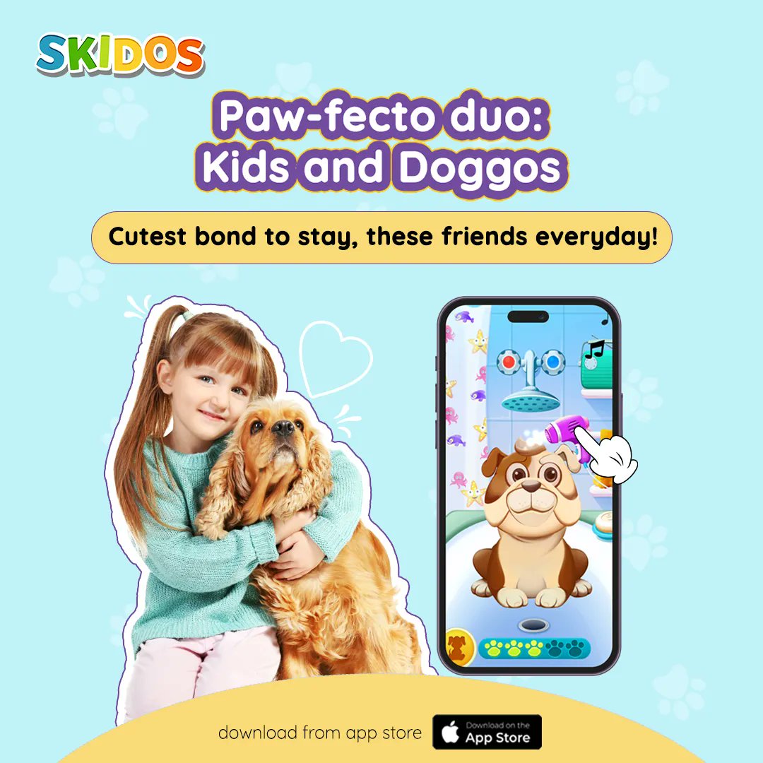 skidoslearning's tweet photo. 👶🐶 Kids and Doggos are the Paw-fect Duo! 🌟 #nationaldogday
Try SKIDOS Animal Care game for your kids ❤️ https://t.co/qSoHKRlh17