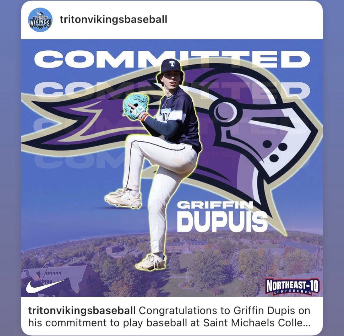 ⚾️ Congrats to Captain Griffin Dupuis on his commitment to play D2 baseball at St. Michael’s College ⚾️