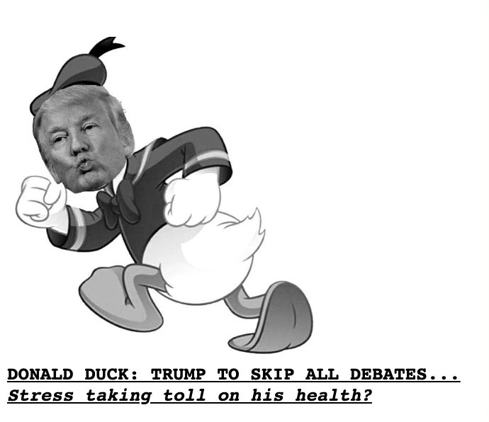 Unminced__Words's tweet photo. Love this from Drudge this week! https://t.co/RtnDZQRxgp #Drudge #headlines #DonaldDuck #RepublicanDebates #Politics https://t.co/hQQ51nkBbM