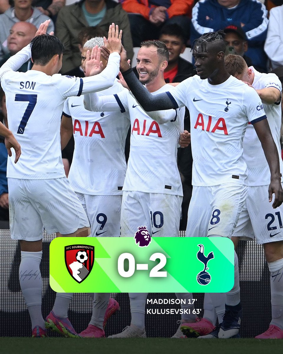 premierleague's tweet photo. Spurs go top after back-to-back wins 

The strong start continues for Ange Postecoglou's side   

#BOUTOT https://t.co/yZJcnr6pS1
