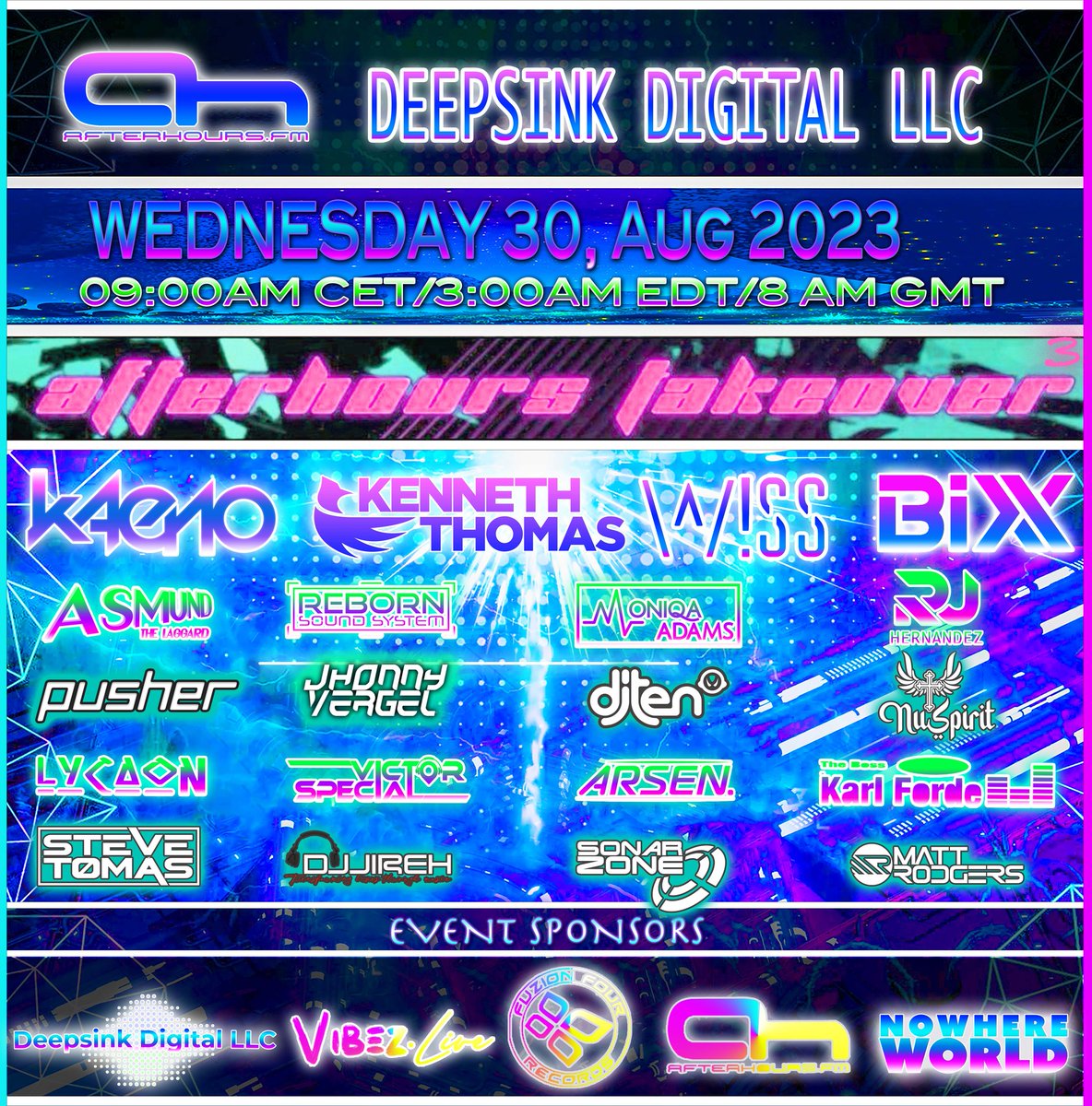 sonarzone's tweet photo. BREAKING NEWS @deepsinkdigital  PRESENTS @AfterhoursFM  Takeover 3 -
20 OF The Hottest Global Dj's From Around The World. 24 Hours Of The Best In Electronic Dance Music Broadcasted On The Most Listened To Trance Station Join us August 30, 2023 9:00am CET 3:00am EST 8:00AM GMT For https://t.co/2VBifakNDR
