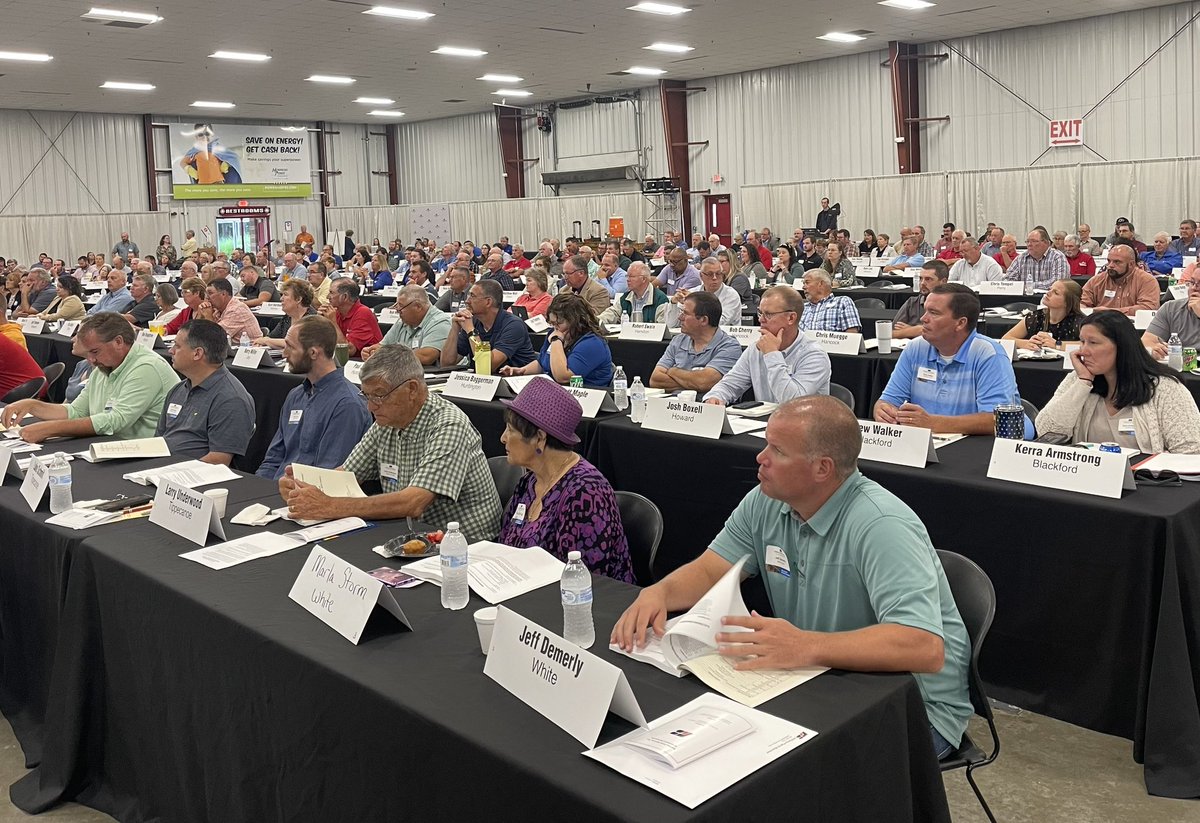 INFarmBureau's tweet photo. The 2023 delegate session is underway. Voting delegates from across the state will work through policy suggestions that originated during INFB’s grassroots policy development process. These policies will be INFB’s roadmap during the 2024 legislative session. https://t.co/mtxl0Am1QI