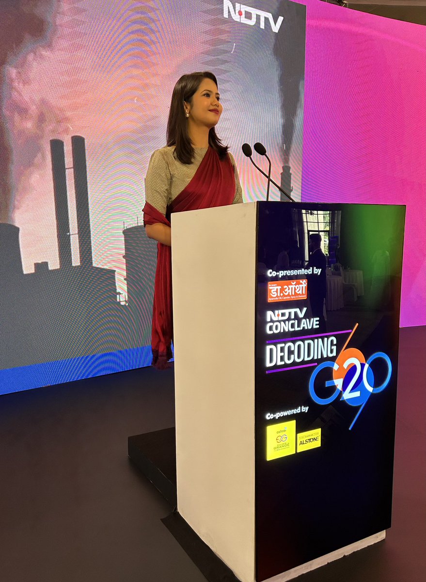 Priyanshi50's tweet photo. Some glimpses from the big @ndtv ‘Decoding G20’ conclave in Delhi! 
#DecodingG20WithNDTV 

@GargiRawat @sanket https://t.co/5Jlqf2X155