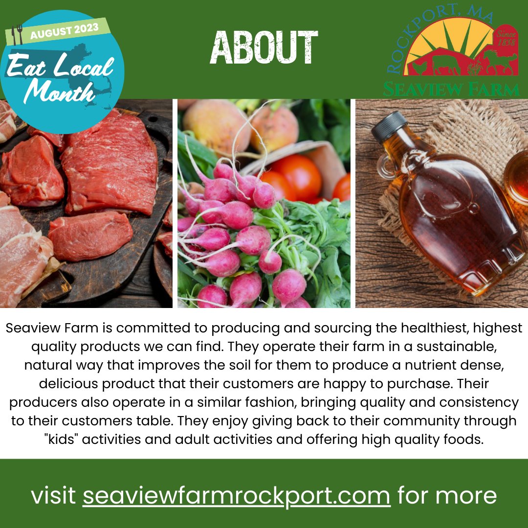 🌅Seaview Farm provides sustainable foods from their family to yours. They raise grass-fed beef and lamb and grow fresh produce. Visit their farm stand and stock your fridge with delicious local foods. #eatlocalma #eatlocalmonth #localgreenfair