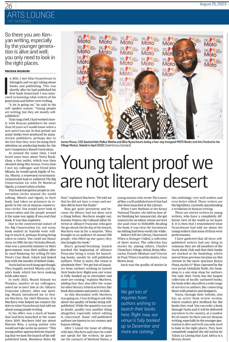 c_wainaish's tweet photo. Kenya's literary scene is thriving, and journalist Mbugua Ngunjiri reminds us of this in a recent article. https://t.co/UolYNQ0ZOF