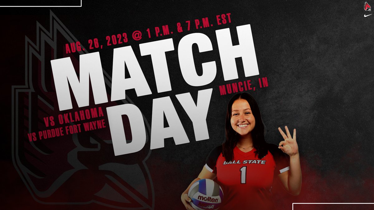 We've got 2⃣ matches TODAY in Worthen‼️

🆚: Oklahoma
🕐: 1p
📊: ballstatesports.com/WVBStats
📺 (ESPN+): es.pn/3QQaq6h

🆚: Purdue Fort Wayne
🕖: 7p
📊: ballstatesports.com/WVBStats
📺 (ESPN+): es.pn/3KVDcyH

🎟️: bit.ly/47PLFgy

#ChirpChirp x #WeFly
