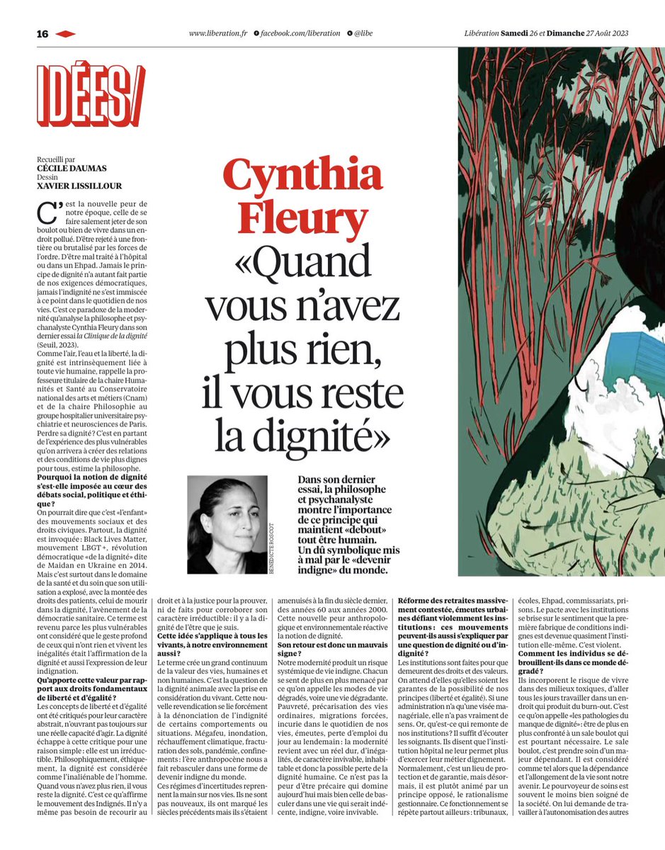 Gaetanderoyer's tweet photo. « La dignité est intrinsèquement liée à toute vie humaine, rappelle Cynthia Fleury. C’est en partant de l’expérience des plus vulnérables qu’on arrivera à créer des relations et des conditions de vie plus dignes pour tous, estime la philosophe » https://t.co/j36PkMTQnv