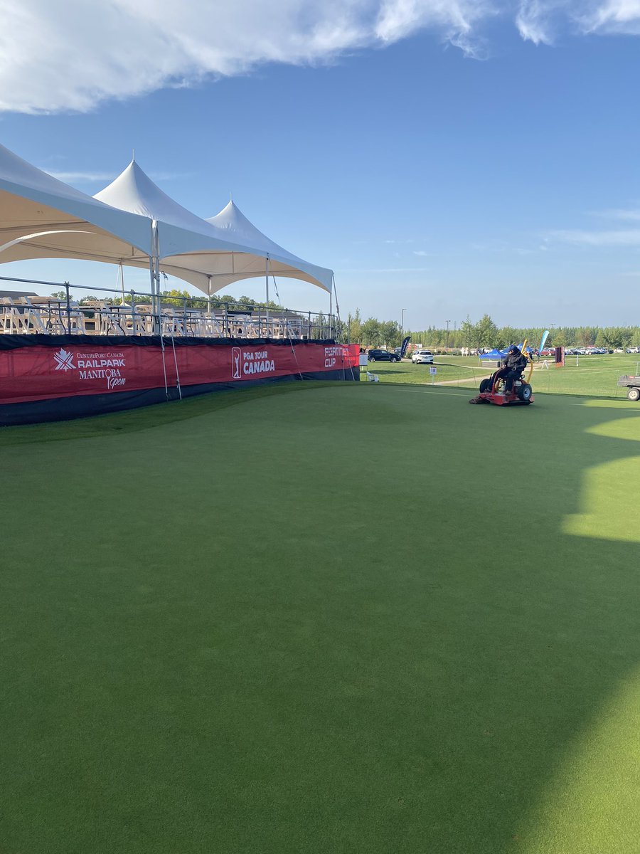 18 green rolled and ready for today’s CentrePort Canada Rail Park <a href="/ManitobaOpen/">Manitoba Open</a>