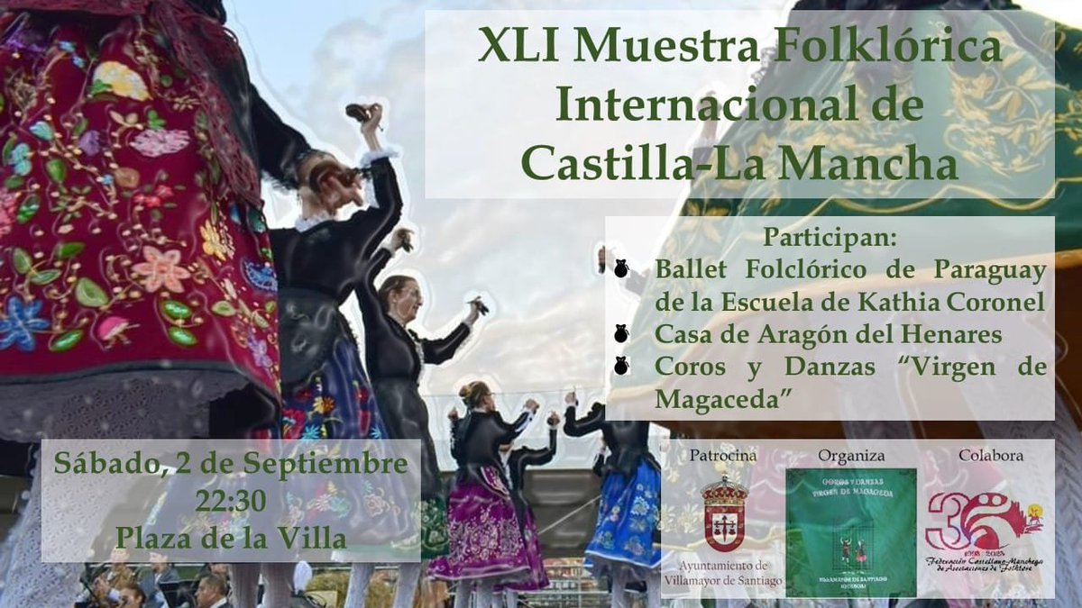 CyDMagaceda's tweet photo. Las noches de verano en Villamayor siempre son especiales pero, más aún, con esencia folklórica.  Este año nuestra muestra folklórica cumple su cuarenta aniversario y lo queremos celebrar por todo lo alto 🎉. En esta ocasión contaremos con: https://t.co/ZhZLF6OXZm