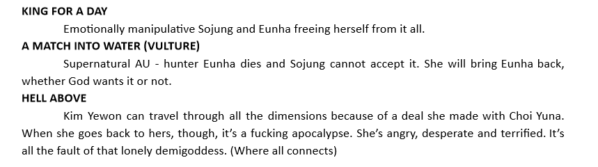 FallenSeomie's tweet photo. was going through my old docs and found ideas for *messed up* gfriend fics based on one of my favorite albums, man, the nostalgia. i think i was in college when i wrote these and i was going through it. im sad i didnt write them https://t.co/MrJYTH6JjJ