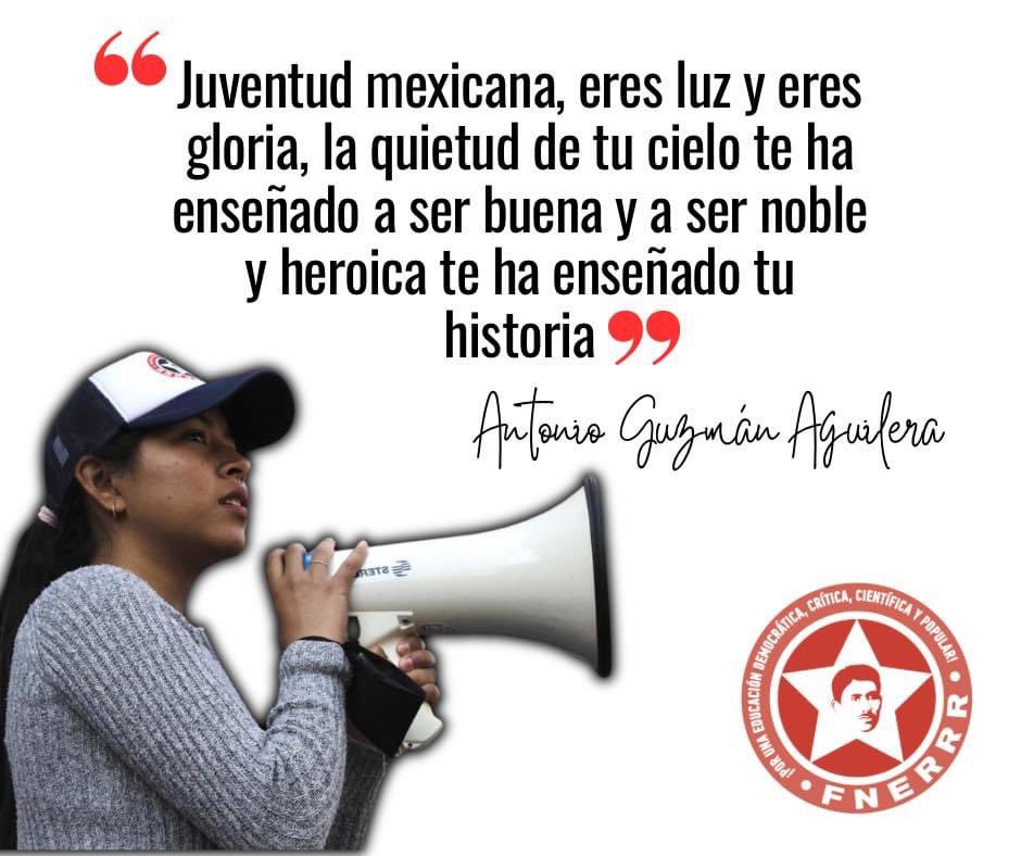 FNERRR_NACIONAL's tweet photo. ➡️📜"Juventud mexicana, eres luz y eres gloria,
la quietud de tu cielo te ha enseñado a ser buena
y a ser noble y heroica te ha enseñado tu historia” 

- Antonio Guzmán A. ❤️‍🔥💪🏼 https://t.co/kAd3YIlWCW