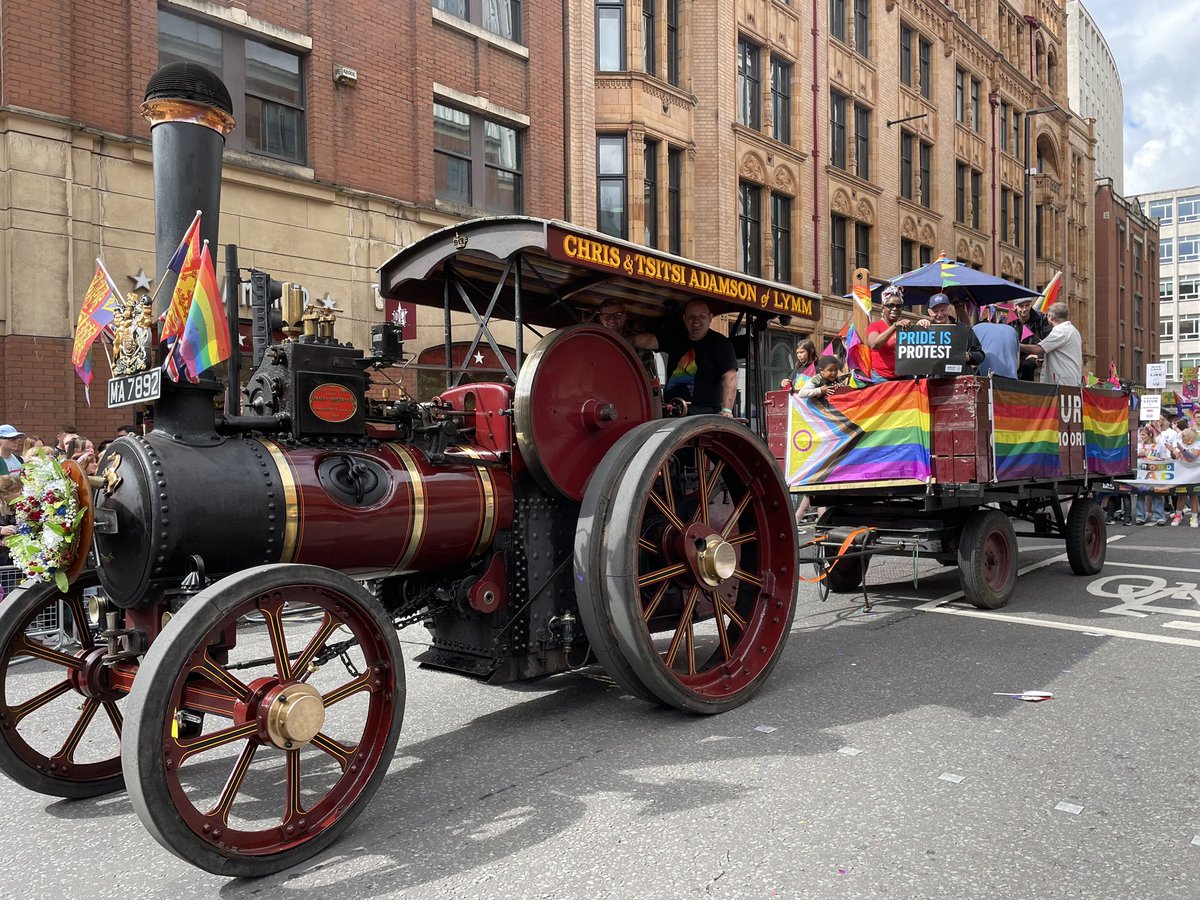 amnestymanc's tweet image. #ManchesterPride great to walk again @ManchesterPride parade. Especially as there was a steam engine in front of us.