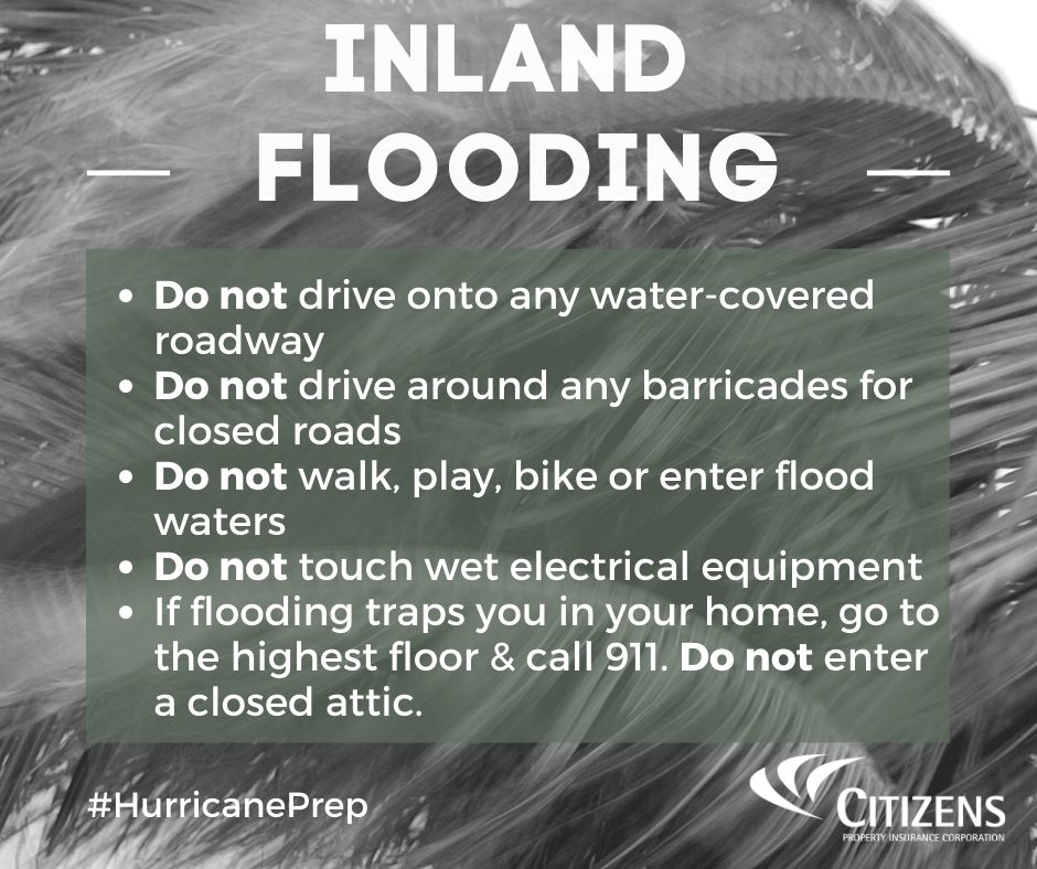 citizens_fla's tweet photo. #CheckYourPrep: Plan for multiple hazards - not just wind. Flooding, from storm surge & heavy rainfall, is the biggest cause of deaths from hurricanes. Monitor local weather & changing conditions as storms can move fast or change course. #HaveAPlan now so you can act quickly. https://t.co/Cn1bWRk2Lm