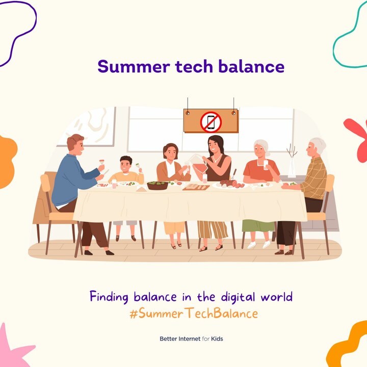 safeinternetday's tweet photo. 🌞📱 #SummerTechBalance tip: make your dinner time tech free!
Instead, engage in meaningful conversations with family.  

Check the BIK website to get more insight about a balanced digital lifestyle 
👉 https://t.co/wT7Mb57eS9 https://t.co/mkqwnicdIE