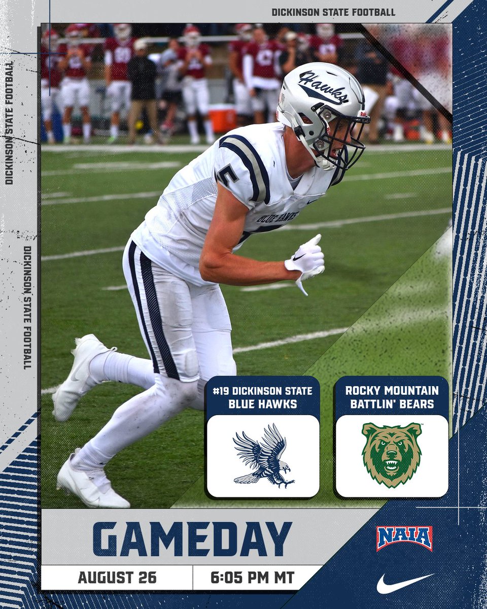 🏈| <a href="/BlueHawkFB/">Dickinson State Football</a> takes on Rocky Mountain College in Billings to kick off the 2023 season.

📍: Billings, Mont.
📺: bit.ly/3suQxb7
📊: bit.ly/3QWx6BT
📻: kdix.com

#HawksAreUp x #BlueHawkFB