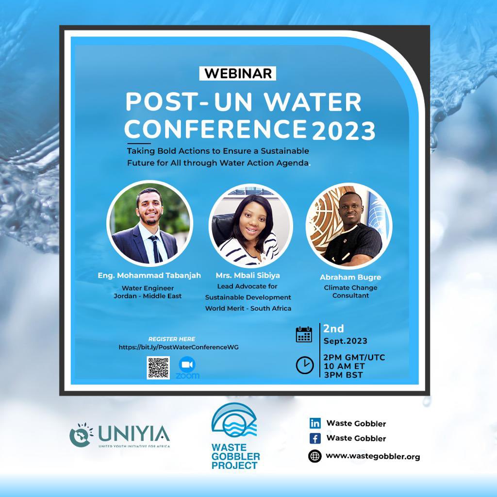 Calling all young changemakers! Join us for an inspiring Post-UN Water Conference Webinar on September 2nd at 2pm. Let's dive into the discussions and decisions made at the conference, exploring how youth-led initiatives can shape a more sustainable water future.