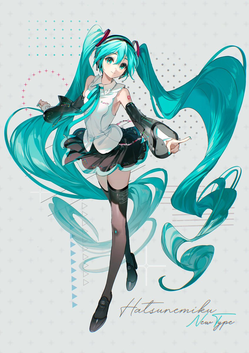 hatsune miku 1girl solo long hair thighhighs shirt very long hair twintails  illustration images