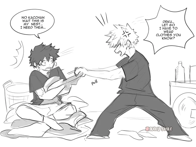 Day6 Prompt: Laundry day🧡💚

Little omega want Kacchan's clothes for himself

#bkdk #okaeri2023 #domesticbkdkweek2023 