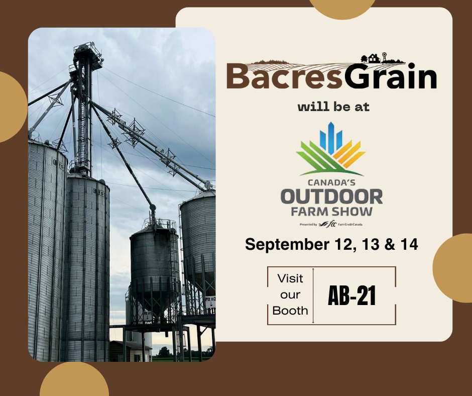BacresG's tweet photo. Bacres Grain will be at the Outdoor Farm Show in Woodstock in September! Come on out and meet the team! When you're rolling, we're rolling. https://t.co/CfZ8p8uX4Q