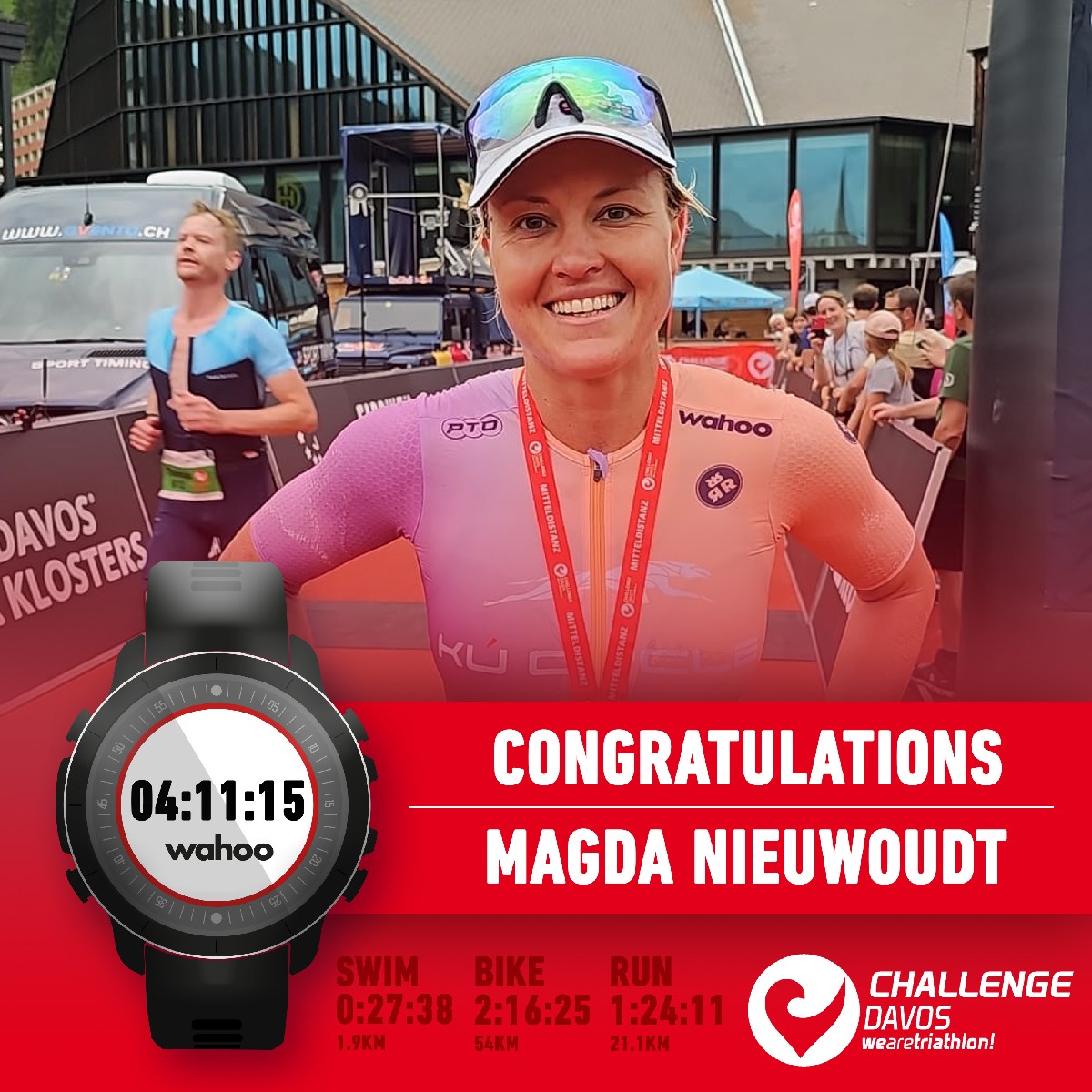 ChallengeFamily's tweet photo. Congratulations to Challenge Davos champions, Magda Nieuwoudt and Simon Viain 👏 #wearetriathlon #challengefamily #challengedavos https://t.co/zRQPMG1RBc