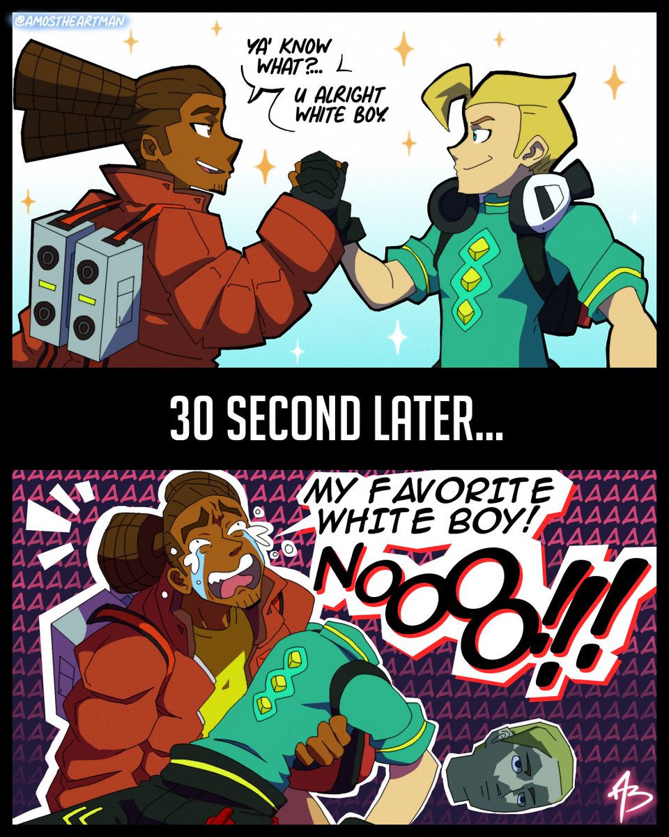 Bomb Rush Cyberfunk opening be like:
#BombRushCyberfunk #BRC #reptilegames #Nintendo #gaming #fanart #fancomic 
Gotta give credit to <a href="/_Zyzx_/">Zyzx_hammerspace</a> for the joke on the Lythero stream of the game, dude had me rolling lol 😂😂