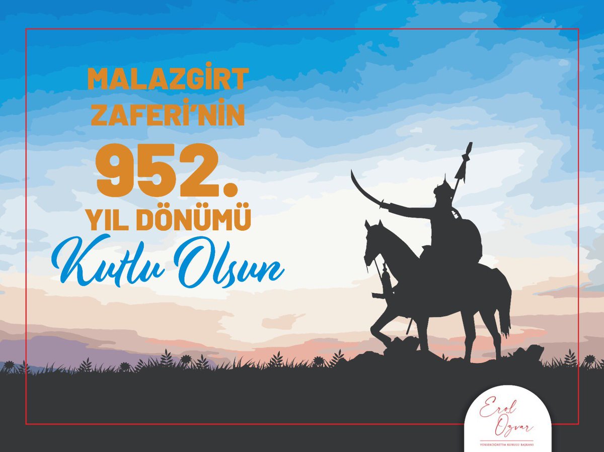 Anadolu'nun kapılarını bizlere açan #MalazgirtZaferi'nin 952. yıl dönümünü kutluyor, Sultan Alparslan ve şanlı ordusunu rahmet ve minnetle yad ediyorum.
